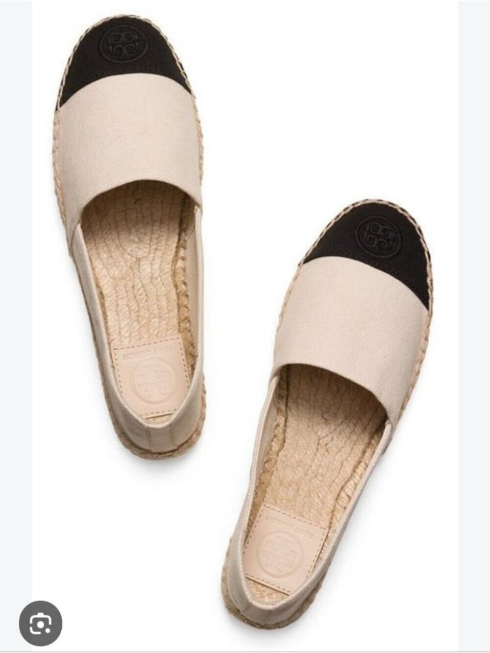 TORY BURCH | Colorblock Espadrilles Black Cream Sz 8.5M